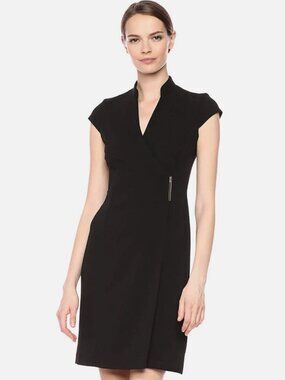 Little Black Dress – Calvin Klein – Wrap Dress, Cap Sleeve – Size 12